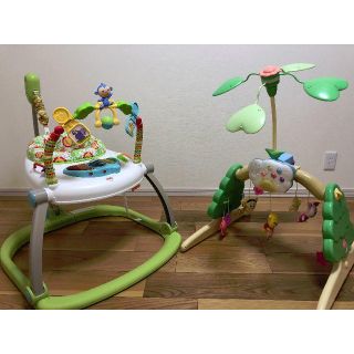 フィッシャープライス(Fisher-Price)のはねまむ様専用　2点セット 6WAYジムにへんしんメリー＋ジャンパルー(オルゴールメリー/モービル)