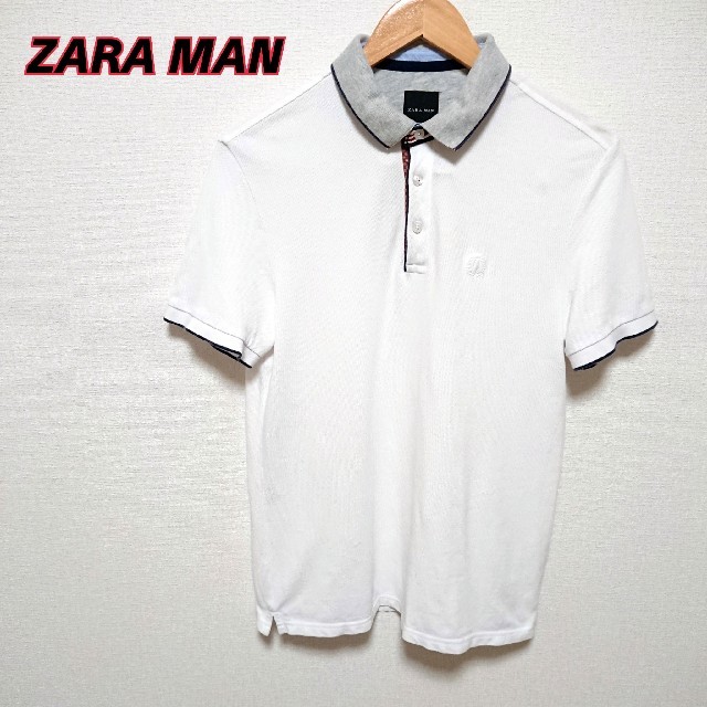 ZARA(ザラ)のZARAMAN ザラマン ホワイト ポロシャツ メンズのトップス(ポロシャツ)の商品写真