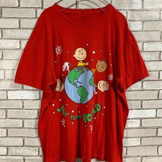 ピーナッツ(PEANUTS)のUSA古着 人気 PENUTS スヌーピービッグシルエットTシャツ レッド XL(Tシャツ/カットソー(半袖/袖なし))