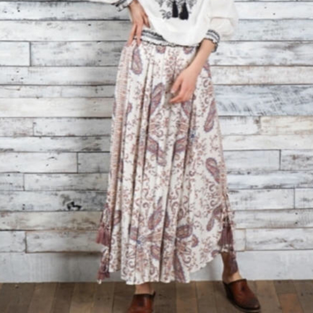 goa(ゴア)のお値下げ♡麻レーヨン INDIA PAISLEY プリントレースアップ スカート レディースのスカート(ロングスカート)の商品写真