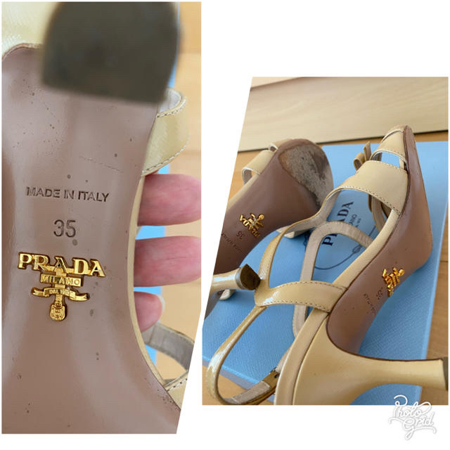 PRADA(プラダ)の一度の使用　プラダ　PRADA ベージュサンダル　35 レディースの靴/シューズ(サンダル)の商品写真