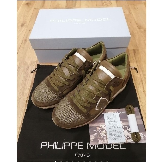 PHILIPPE MODEL(フィリップモデル)の※しゃー様専用　新品未使用フィリップモデルスニーカー41 カーキ×ブラウン メンズの靴/シューズ(スニーカー)の商品写真