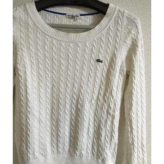 ラコステ(LACOSTE)のラコステコットン白ニット(ニット/セーター)