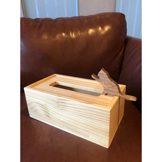 猫モチーフ 木製ティッシュボックス(ティッシュボックス)