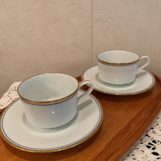 ノリタケ(Noritake)の美品　未使用　ノリタケ  ブルーライン　ゴールドライン　金彩カップ&ソーサー(グラス/カップ)