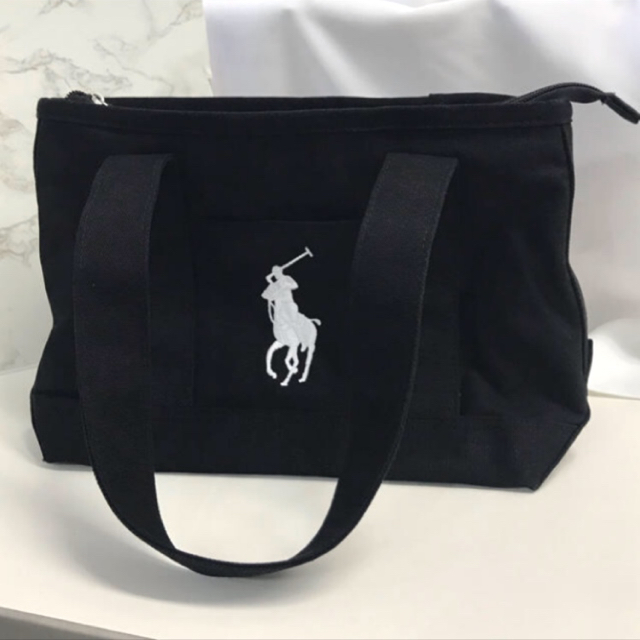 POLO ポロ ラルフローレン キャンバス トートバッグ MD ジップ 黒