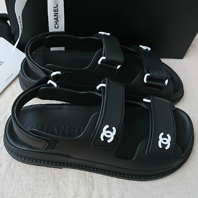 お試し価格!】 CHANEL サンダル黒37・シャネル ゆゆゆゆゆん☆CHANEL