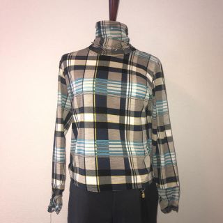 ロキエ(Lochie)のVintage チェック　ハイネック　パワーネット　トップス(カットソー(長袖/七分))