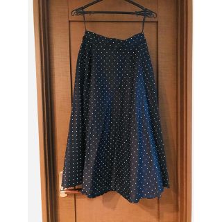 ユニクロ(UNIQLO)の新品★ユニクロ★ドットフレアスカート★L★ネイビー(ロングスカート)