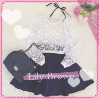 リリーブラウン(Lily Brown)のリリーブラウン＋リボンスカート♡送料０円(カットソー(長袖/七分))