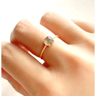 天然石　シェル×スモーキークォーツ　ラウンド　爪留めリング　指輪　silver(リング)