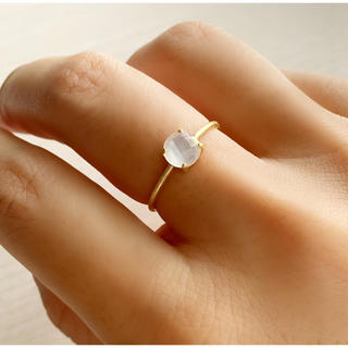 天然石　シェル×クリスタル　ラウンド　爪留めリング　指輪　silver925(リング)