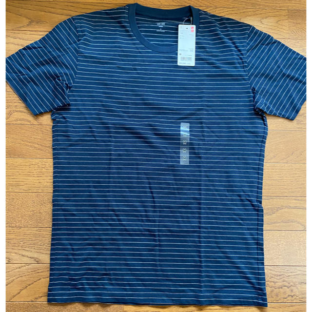 UNIQLO(ユニクロ)のスーピマコットンボーダーT ネイビー Mサイズ メンズのトップス(Tシャツ/カットソー(半袖/袖なし))の商品写真