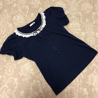ブルーローグ(BLUE ROGUE)の最終価格！ブルーローグ☆レースとリボンが可愛いパフスリーブＴシャツ(Tシャツ(半袖/袖なし))