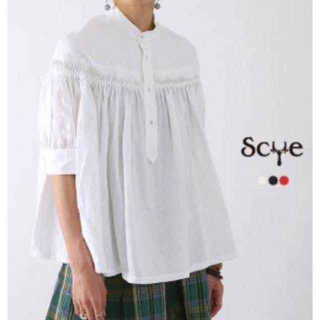 Scye - サイscyeリネンタックブラウス半袖白サイズ38の通販 by kiki shop｜サイならラクマ