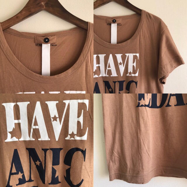 ANGLOBAL SHOP(アングローバルショップ)の美品⭐️VENERTA HAVE A NICE DAY Tシャツ　ブラウン レディースのトップス(Tシャツ(半袖/袖なし))の商品写真