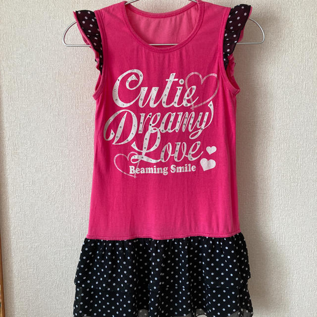 ブラックドット　キッズワンピース　　140cm キッズ/ベビー/マタニティのキッズ服女の子用(90cm~)(ワンピース)の商品写真