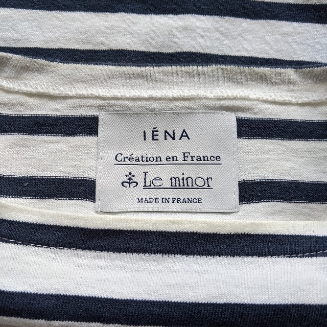 IENA(イエナ)の売れ筋価格2400円　IENA×Le minor　白×ネイビー　フレンチスリーブ レディースのトップス(カットソー(半袖/袖なし))の商品写真