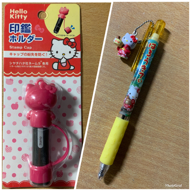 ハローキティ(ハローキティ)の【未使用】　Hello kitty ボールペン　& 印鑑ホルダー エンタメ/ホビーのおもちゃ/ぬいぐるみ(キャラクターグッズ)の商品写真