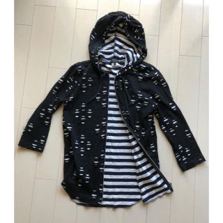 コムデギャルソン(COMME des GARCONS)のコムデギャルソン ドット ボーダー ダメージ 7分 パーカー S 日本製(パーカー)