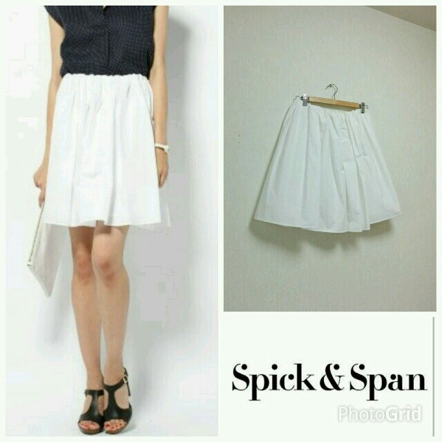 Spick & Span(スピックアンドスパン)の新品 スピック&スパン 白タックスカート レディースのスカート(ひざ丈スカート)の商品写真