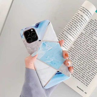 大理石 アイフォン11ケース iPhone 11 カバー ブルー(iPhoneケース)