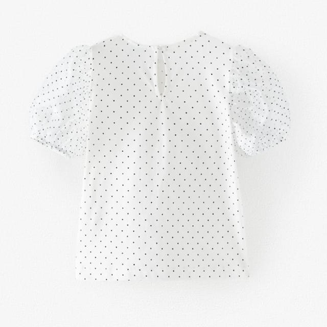 ZARA(ザラ)の新品　ドット柄オーガンザトップス　140cm ZARA キッズ/ベビー/マタニティのキッズ服女の子用(90cm~)(Tシャツ/カットソー)の商品写真