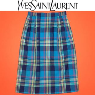 サンローラン(Saint Laurent)のイヴサンローラン スカートYves Saint Laurent タータンチェック(ひざ丈スカート)