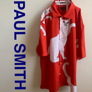 ポールスミス(Paul Smith)のPAUL SMITH キャッツプリントシャツ　サイズXL レッド(シャツ)