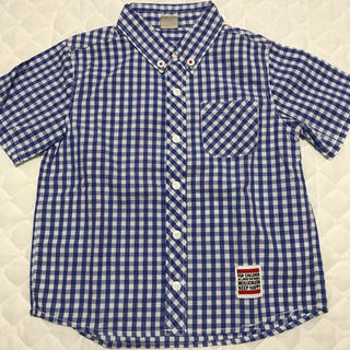 ムージョンジョン(mou jon jon)のムージョンジョン　チェックシャツ　半袖 110 青(Tシャツ/カットソー)