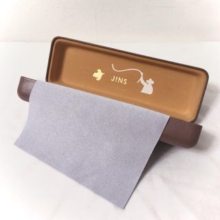 ジンズ(JINS)のJINS 眼鏡ケース 茶色 メガネ拭き付(サングラス/メガネ)