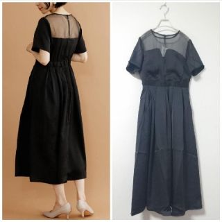 メルロー(merlot)の《半額以下》新品　メルロープリュス　ビスチェ風ロングワンピース　ブラック(ロングドレス)