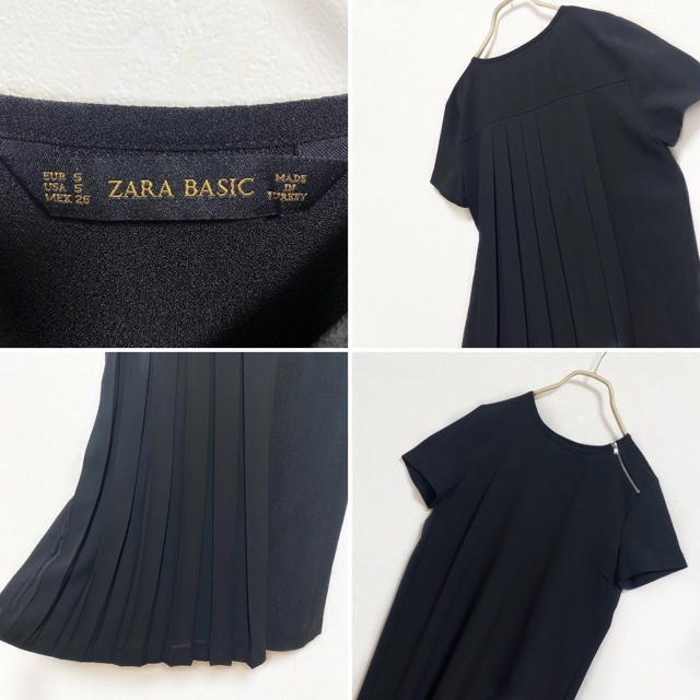 ZARA(ザラ)の【廃盤】ZARA ジップ プリーツ デザインワンピース レディース S ブラック レディースのワンピース(ひざ丈ワンピース)の商品写真