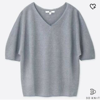 ユニクロ(UNIQLO)のユニクロ UNIQLO 3Dコットンドルマンスリーブセーター ブルー(カットソー(半袖/袖なし))