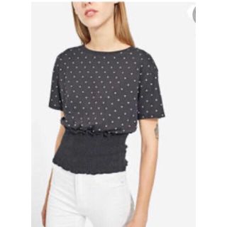 ザラ(ZARA)のストラディバリウス ピンドット 水玉 裾絞り 細見え Tシャツ カットソー(カットソー(半袖/袖なし))