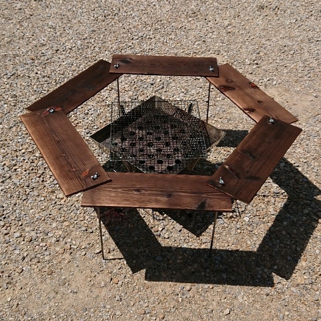 焚き火台BBQ ヘキサテーブル 91×91cm 【組立簡単、軽量、収納コンパクト】