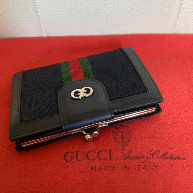 Gucci - 極 美品 GUCCI オールド グッチ シェリーライン がま口 折れ