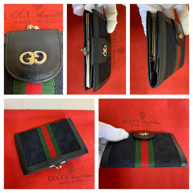 Gucci - 極 美品 GUCCI オールド グッチ シェリーライン がま口 折れ