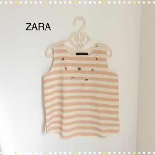 ザラ(ZARA)のZARA ビジューボーダートップス(タンクトップ)