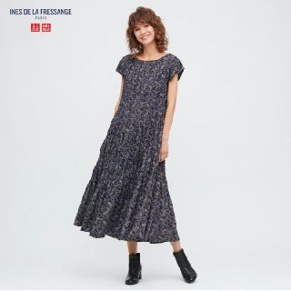 ユニクロ(UNIQLO)のS イネス サテンツイストプリーツワンピース  ユニクロ INES(ロングワンピース/マキシワンピース)