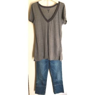 ジョーズジーンズ(JOE’S JEANS)のJOE'S JEANS　ボーダーVネックTシャツ+ジーンズセット(デニム/ジーンズ)