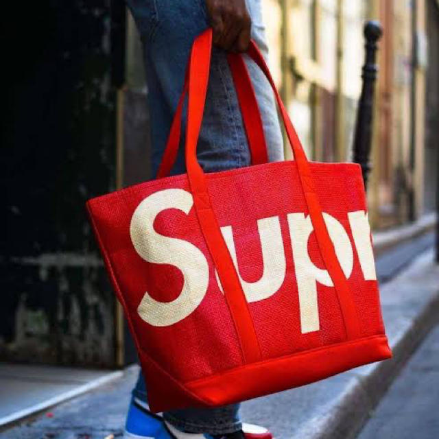 20SS Supreme Raffia Tote Red