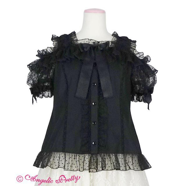 Angelic Pretty(アンジェリックプリティー)のlovely frill ブラウス 黒 レディースのトップス(シャツ/ブラウス(半袖/袖なし))の商品写真