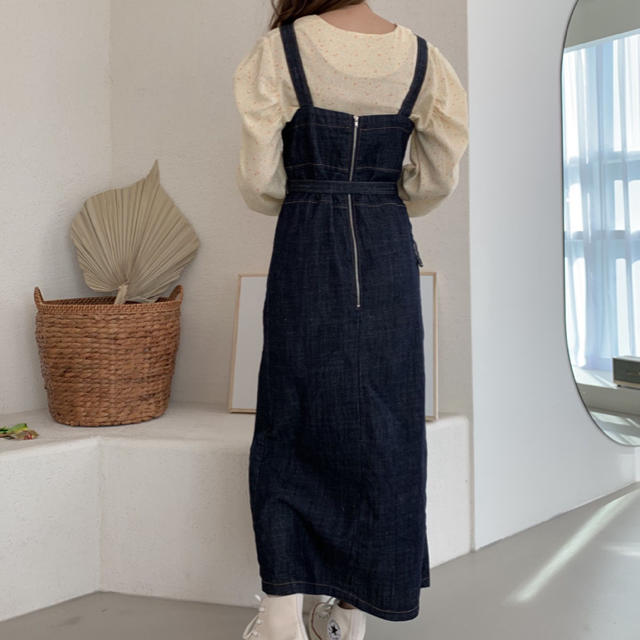 TODAYFUL(トゥデイフル)のDidot.showroom waist mark denim op レディースのワンピース(ロングワンピース/マキシワンピース)の商品写真