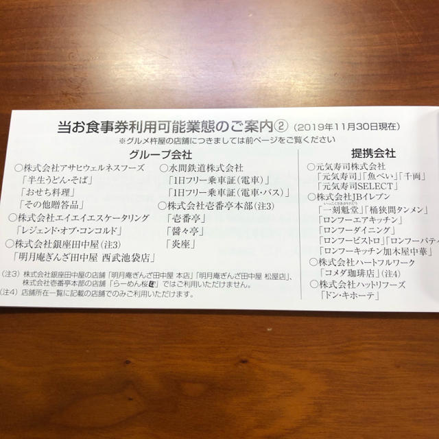 グルメ杵屋 株主優待 20,000円分 そじ坊 元気寿司 魚べい 食事券 割引 ...