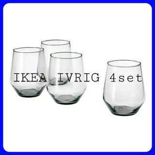 イケア(IKEA)のIKEA IVRIG グラス グレー 45cl ４ピース(グラス/カップ)