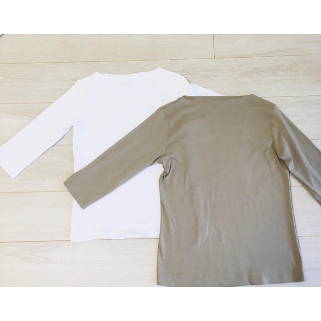 MUJI (無印良品)(ムジルシリョウヒン)の無印　ストレッチフライス編みボートネック　七分袖Ｔシャツ  レディースのトップス(Tシャツ(長袖/七分))の商品写真
