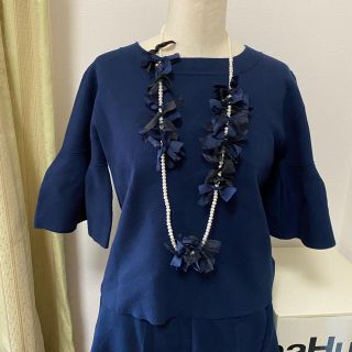 ランバンオンブルー(LANVIN en Bleu)の【専用】 ランバンオンブルー☆セットアップ(トップス)38ネイビー(ニット/セーター)