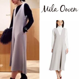 ミラオーウェン(Mila Owen)の【完売品】Mila Owen Vネックオールインワン ワイドパンツ ライトグレー(オールインワン)