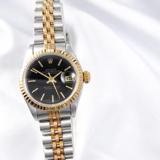 ロレックス(ROLEX)の【仕上済】ロレックス デイトジャスト 黒文字盤 コンビ レディース 腕時計(腕時計)